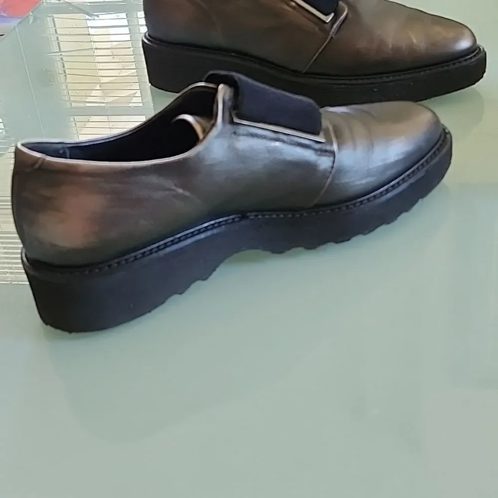Aquatalia Chunky Kenley Metallic Chic Avant Garde Whimsigoth Loafers‎ Size 7.5